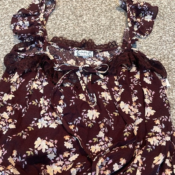 Free People Take it Away Merlot Ruffled Tie Front Bodysuit NWT - Picture 6 of 6